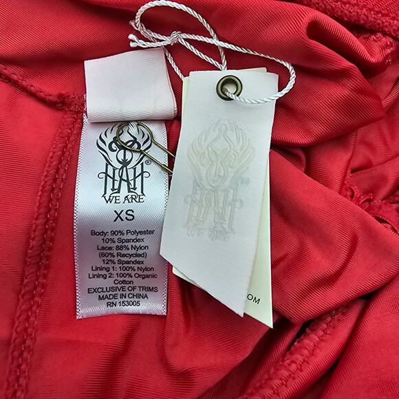 Free People We Are HAH Womans size XS Lady Like Bodysuit Rouge Red Lace NEW - Picture 7 of 9